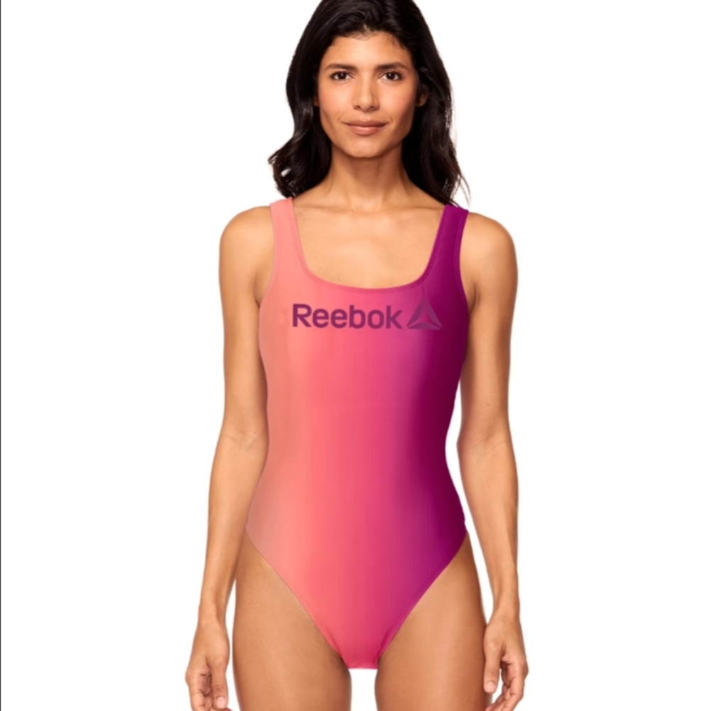 NWT REEBOK Women’s One Piece Swimsuit Size M Athletic Pink Purple Ombre Gradient